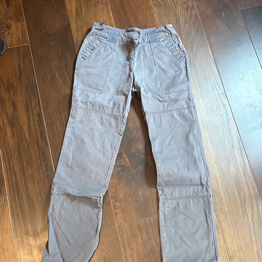 Boden Taupe Pants with Colorful Stitching